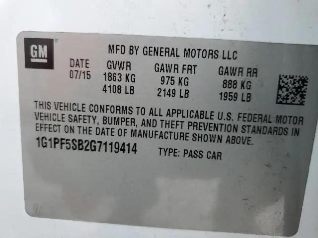 2016 CHEVROLET CRUZE LIMITED LT