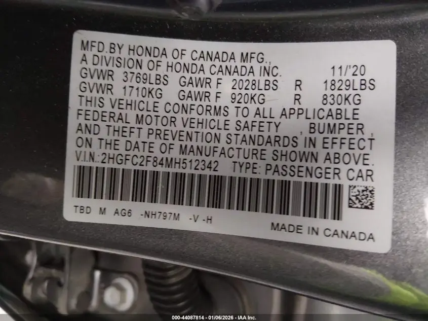 2021 HONDA CIVIC SPORT