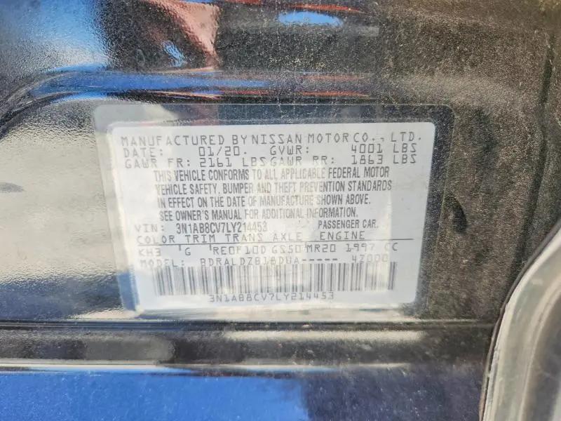 2020 NISSAN SENTRA SV  