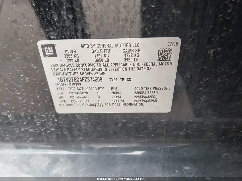 2015 GMC SIERRA 1500  