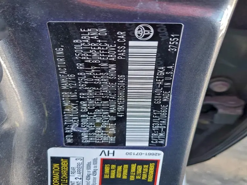 2017 TOYOTA AVALON XLE  