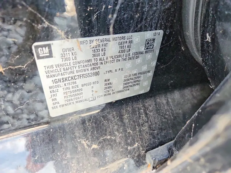 2015 CHEVROLET TAHOE K1500 LTZ  