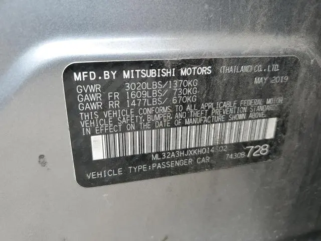 2019 MITSUBISHI MIRAGE ES  