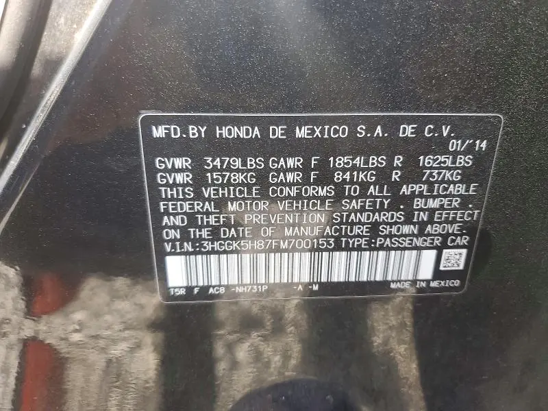 2015 HONDA FIT EX  