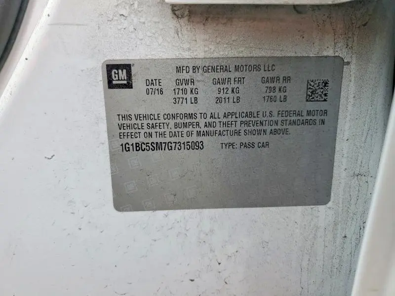 2016 CHEVROLET CRUZE LS  