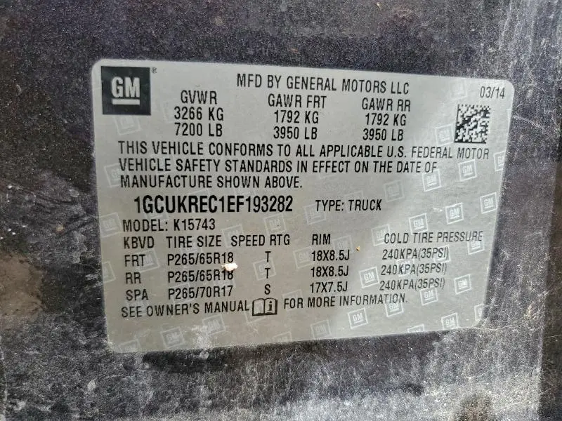 2014 CHEVROLET SILVERADO K1500 LT  