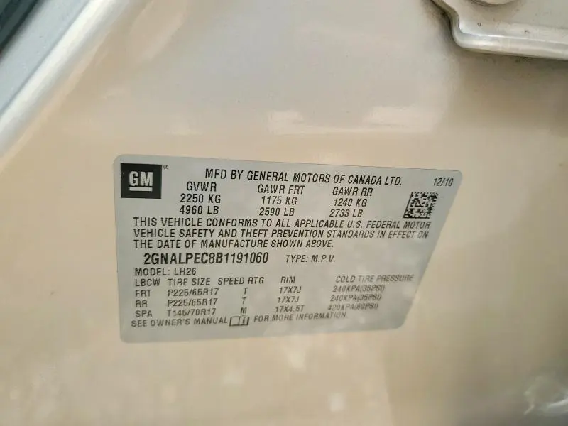 2011 CHEVROLET EQUINOX LT  