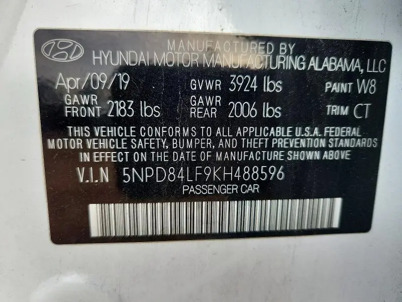 2019 HYUNDAI ELANTRA SEL  