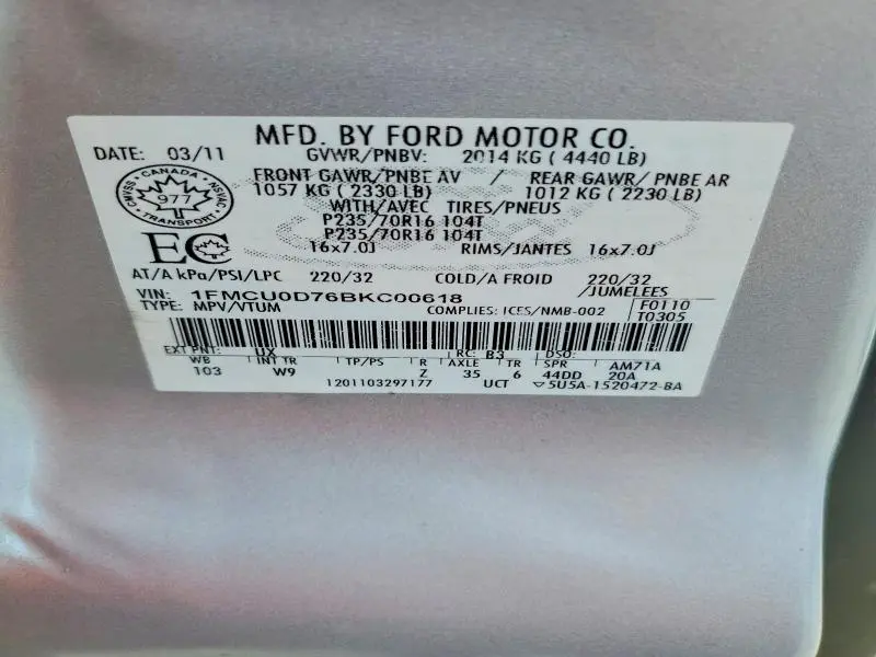 2011 FORD ESCAPE XLT  