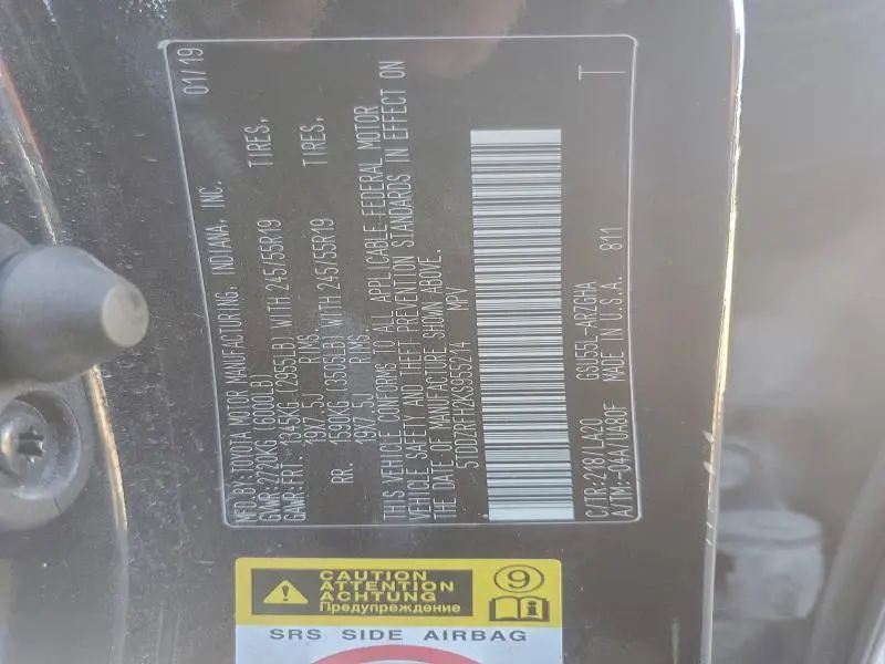 2019 TOYOTA HIGHLANDER LIMITED  