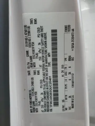 2016 FORD ESCAPE SE  