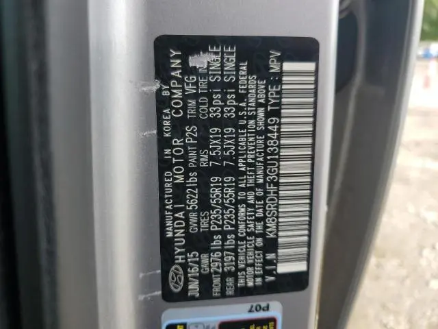 2016 HYUNDAI SANTA FE SE ULTIMATE  