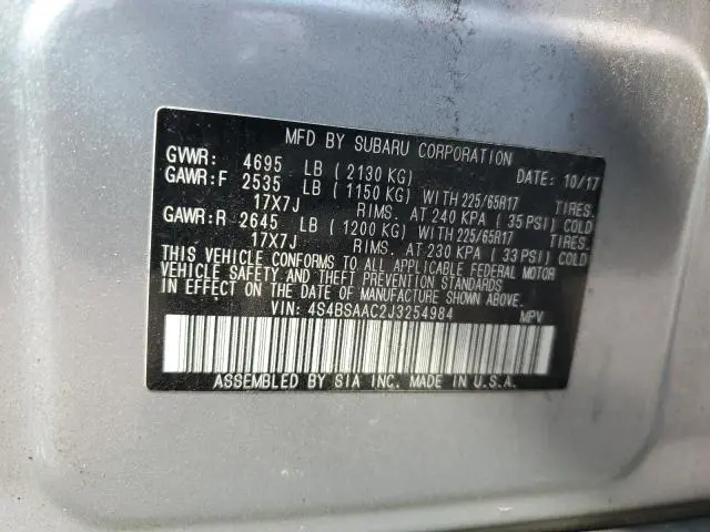 2018 SUBARU OUTBACK 2.5I  