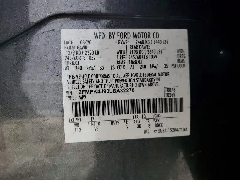 2020 FORD EDGE SEL  