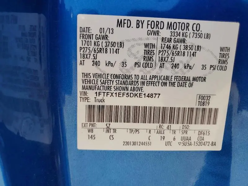 2013 FORD F150 SUPER CAB  