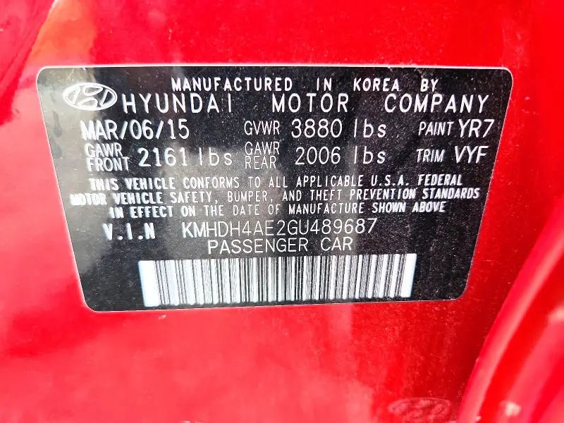 2016 HYUNDAI ELANTRA SE  