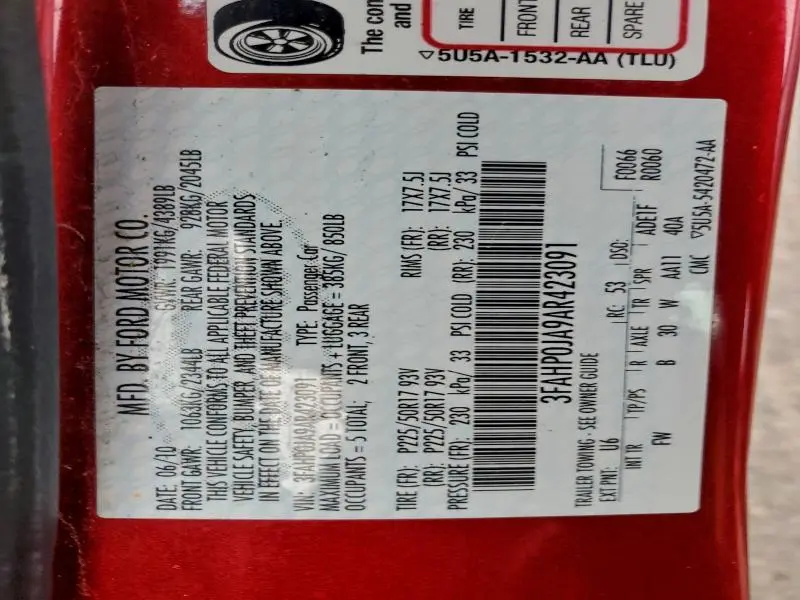 2010 FORD FUSION SEL  