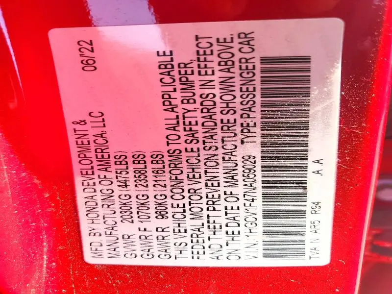 2022 HONDA ACCORD SPORT SE  