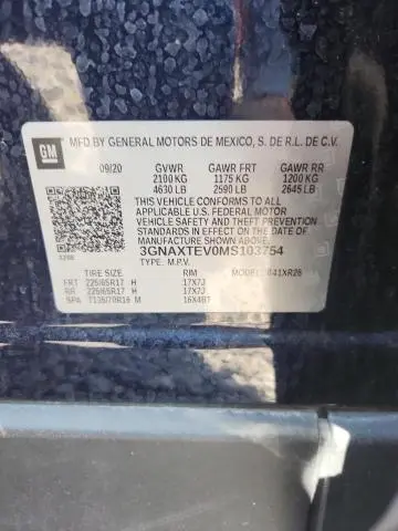 2021 CHEVROLET EQUINOX LT  