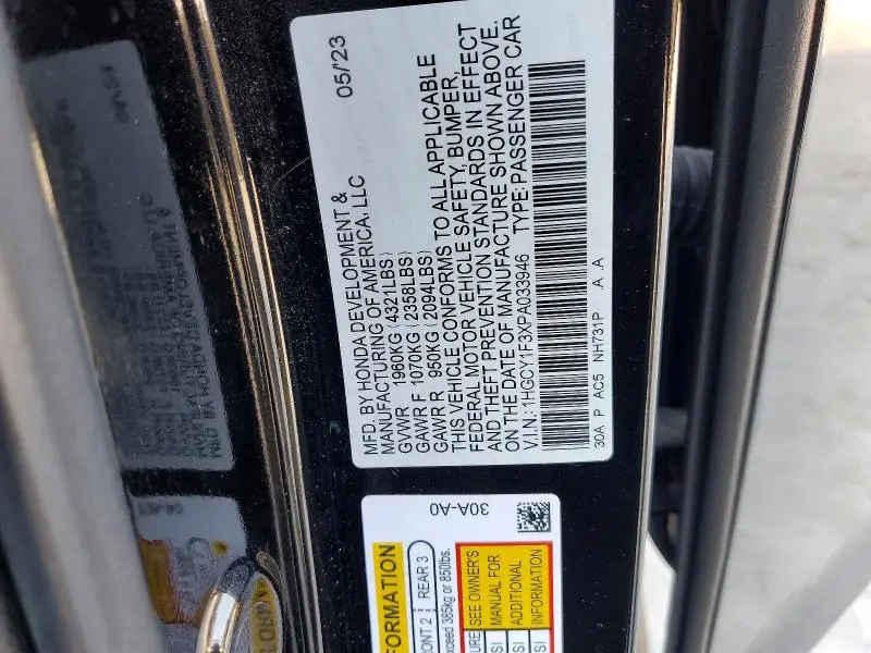 2023 HONDA ACCORD EX  