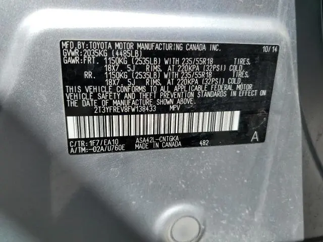 2015 TOYOTA RAV4 LIMITED  