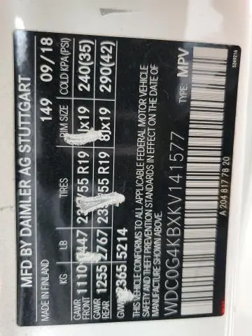 2019 MERCEDES-BENZ GLC 300 4MATIC  