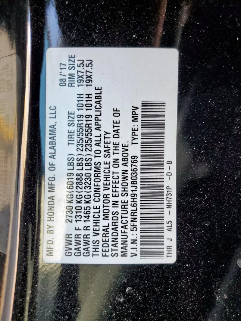 2018 HONDA ODYSSEY ELITE  
