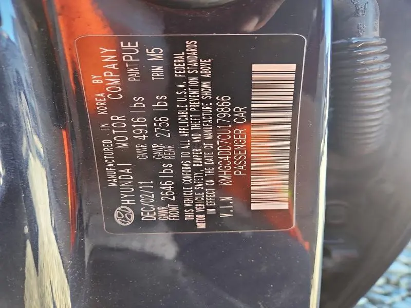 2012 HYUNDAI GENESIS 3.8L  