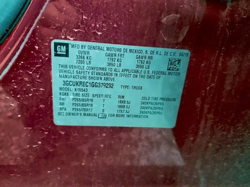 2016 CHEVROLET SILVERADO K1500 LT  