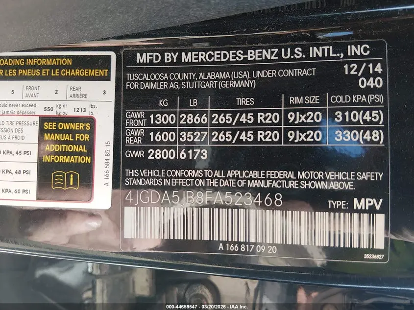 2015 MERCEDES-BENZ ML 350  