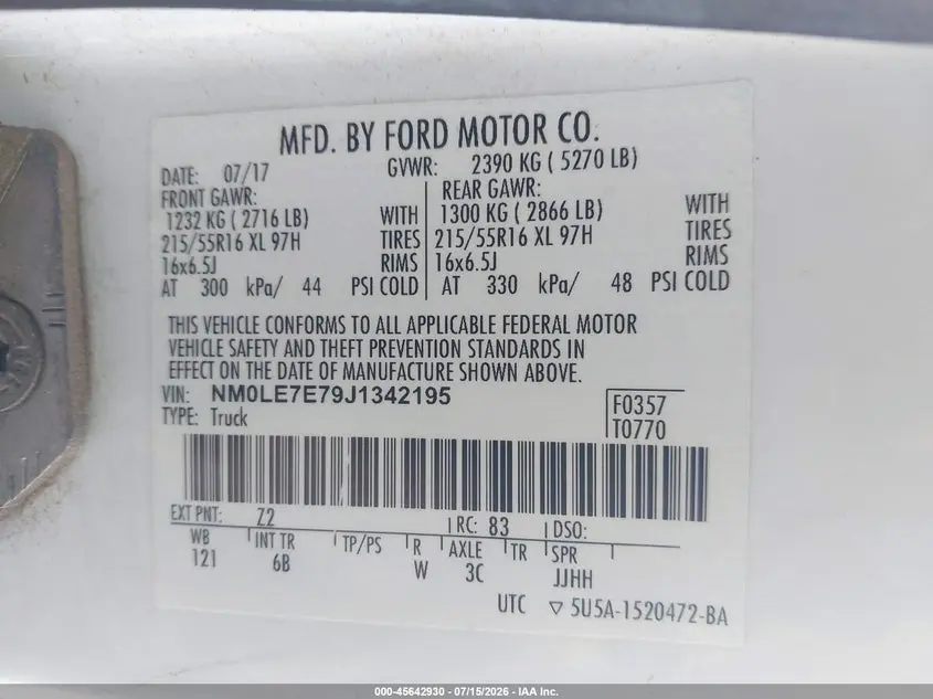 2018 FORD TRANSIT CONNECT XL