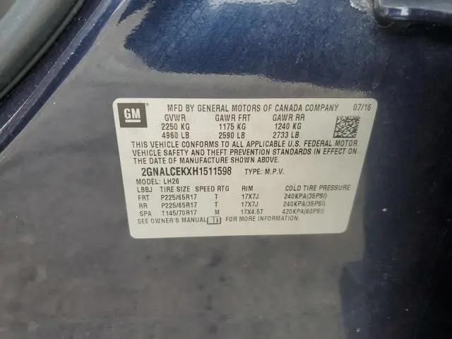 2017 CHEVROLET EQUINOX LT  