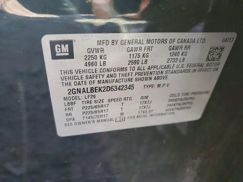 2013 CHEVROLET EQUINOX LS  