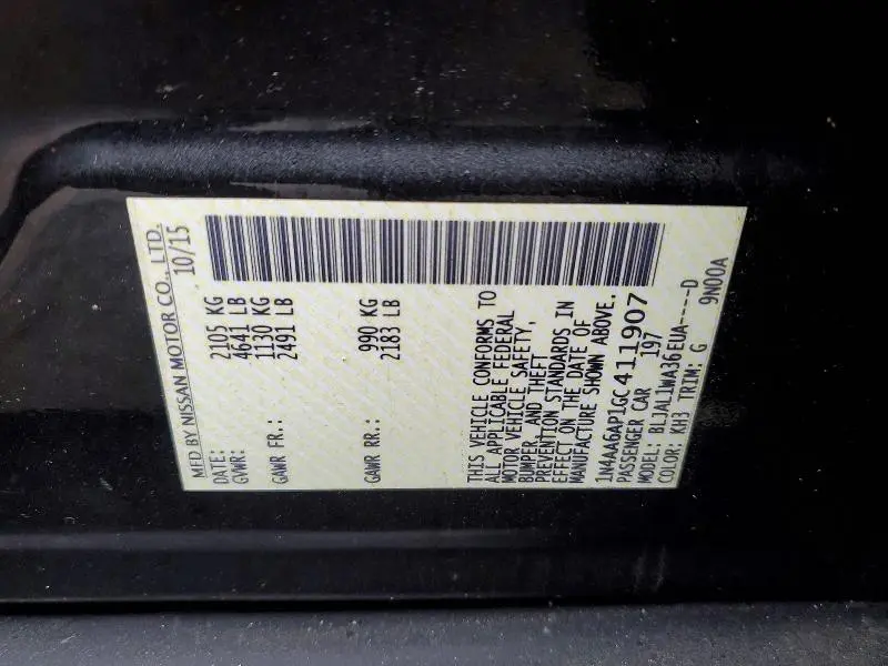 2016 NISSAN MAXIMA 3.5 SR  