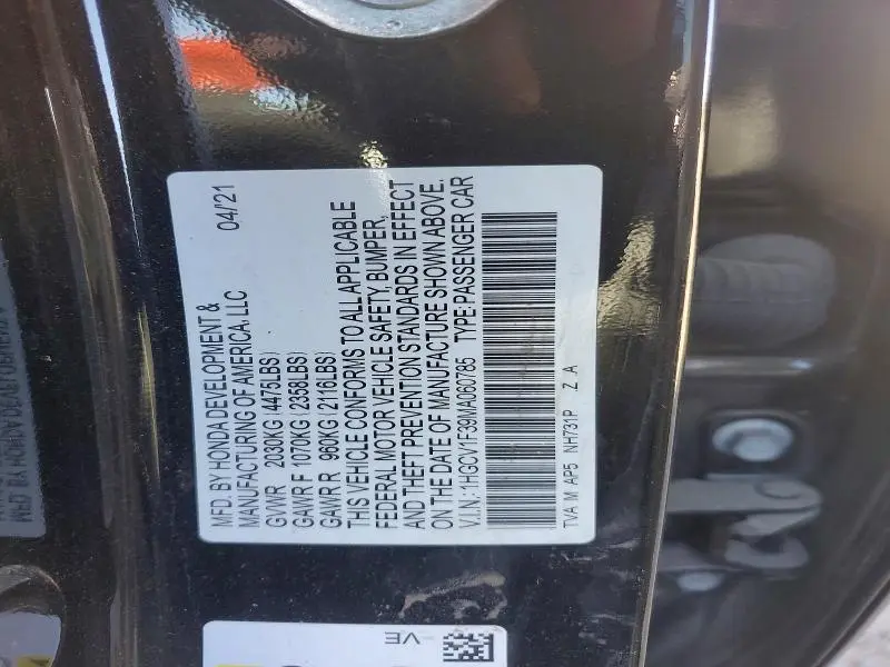 2021 HONDA ACCORD SPORT  