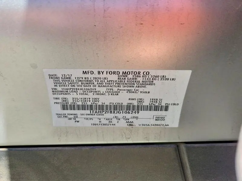 2018 FORD TAURUS LIMITED  