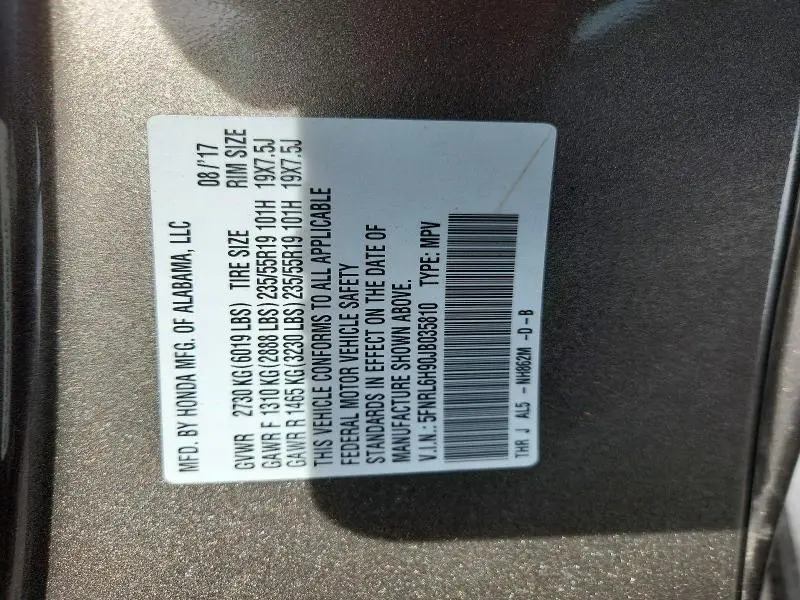 2018 HONDA ODYSSEY ELITE  
