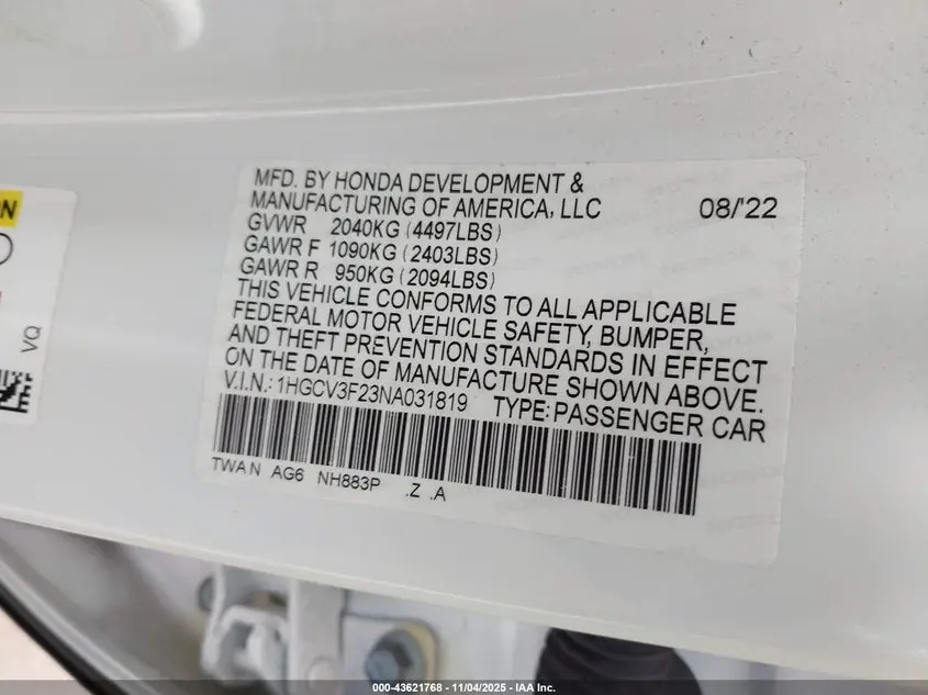 2022 HONDA ACCORD HYBRID SPORT