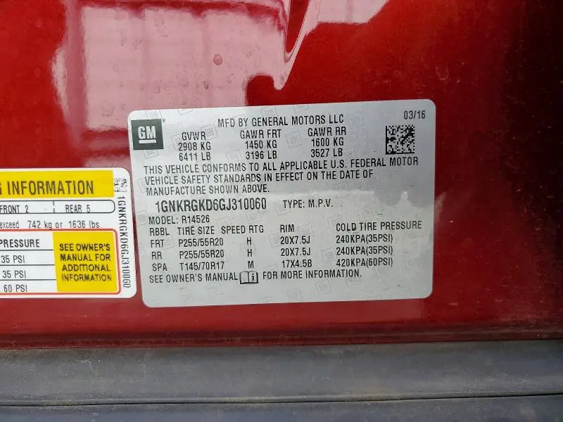 2016 CHEVROLET TRAVERSE LT  