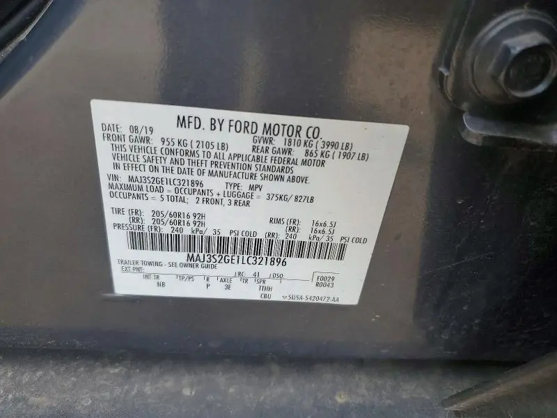 2020 FORD ECOSPORT SE  