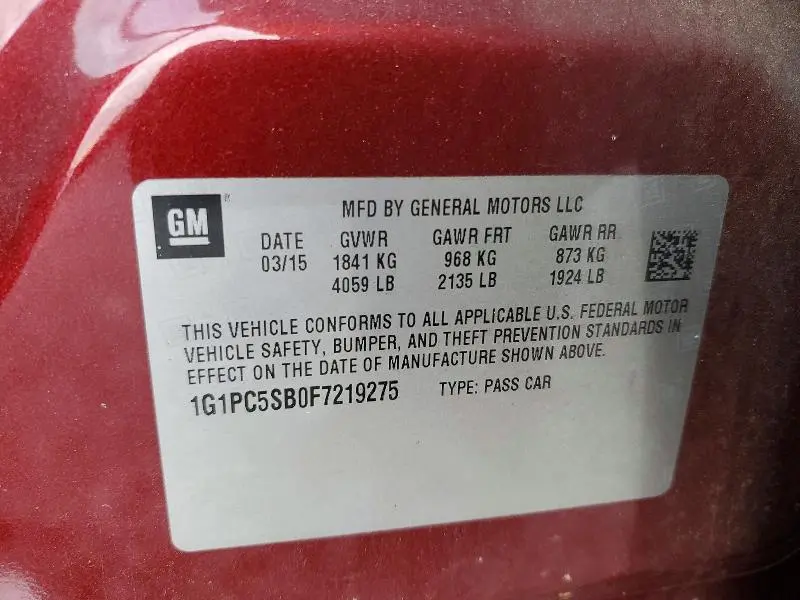 2015 CHEVROLET CRUZE LT  