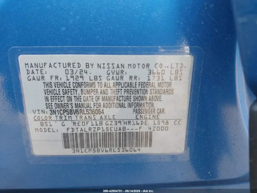 2024 NISSAN KICKS S XTRONIC CVT