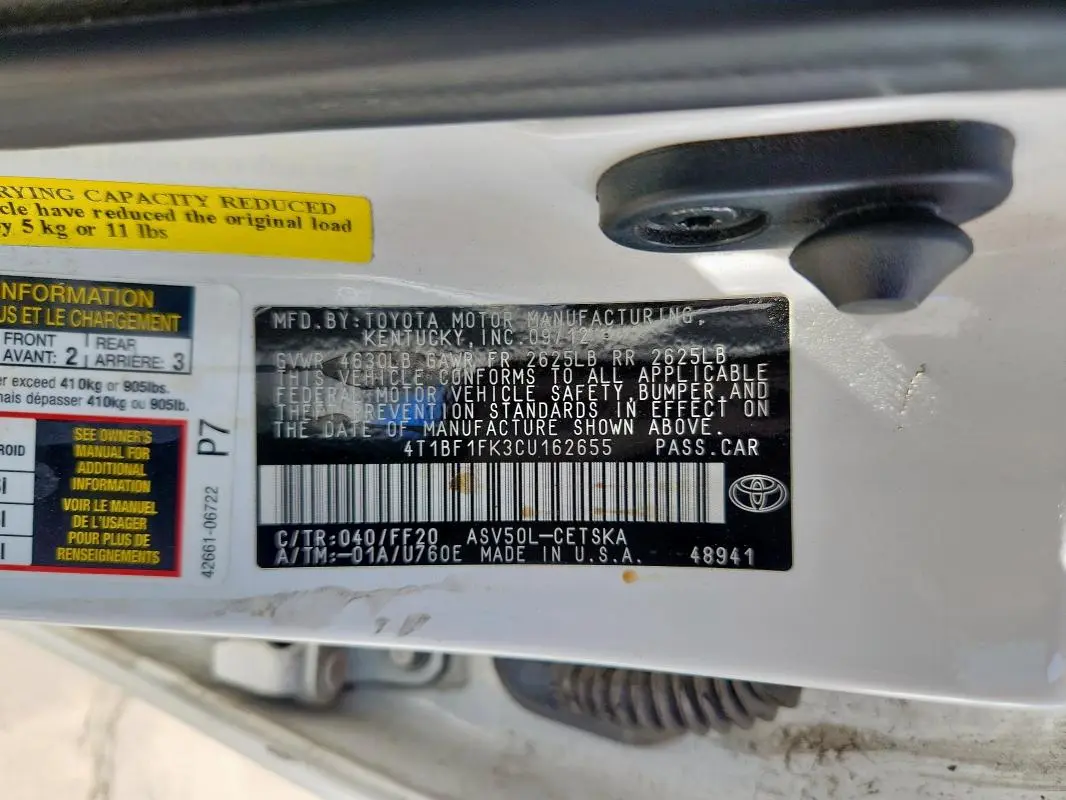 2012 TOYOTA CAMRY BASE  