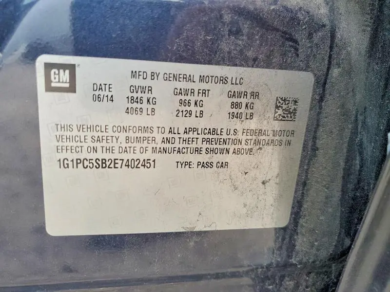 2014 CHEVROLET CRUZE LT  