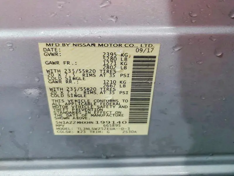 2017 NISSAN MURANO PLATINUM  
