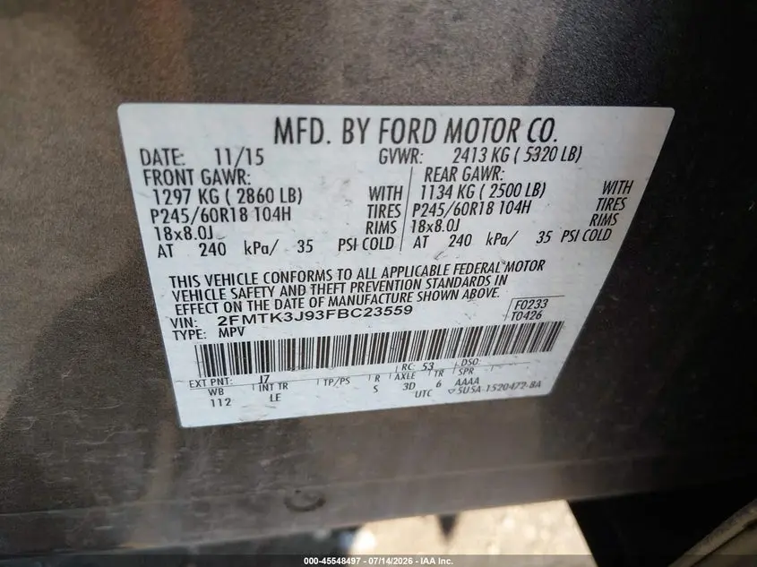 2015 FORD EDGE SEL