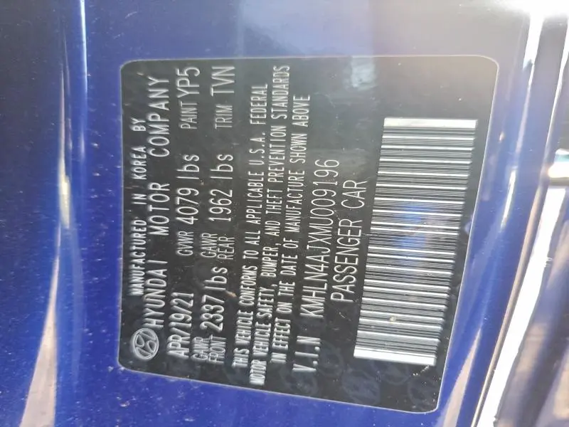 2021 HYUNDAI ELANTRA LIMITED  