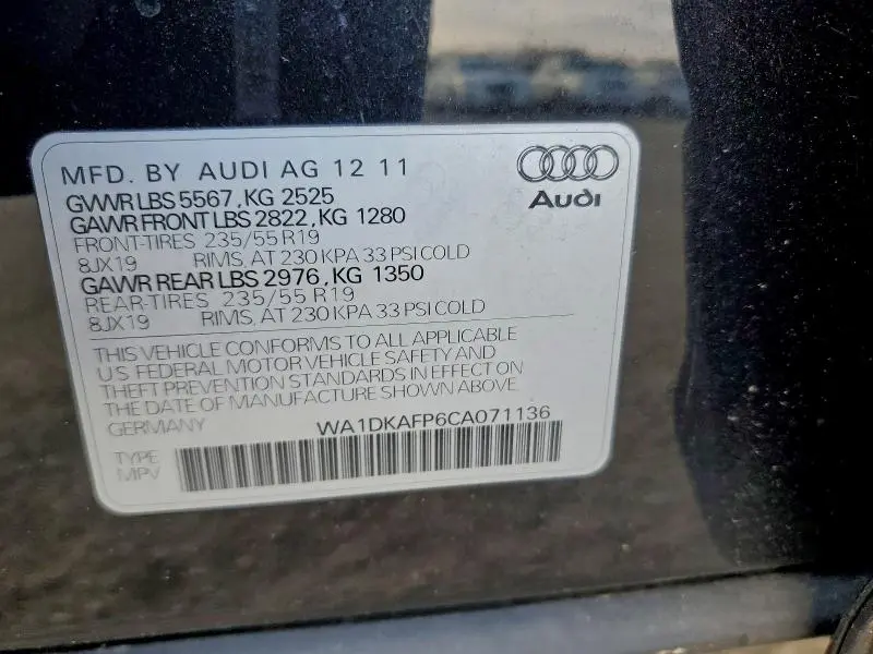 2012 AUDI Q5 PREMIUM PLUS  