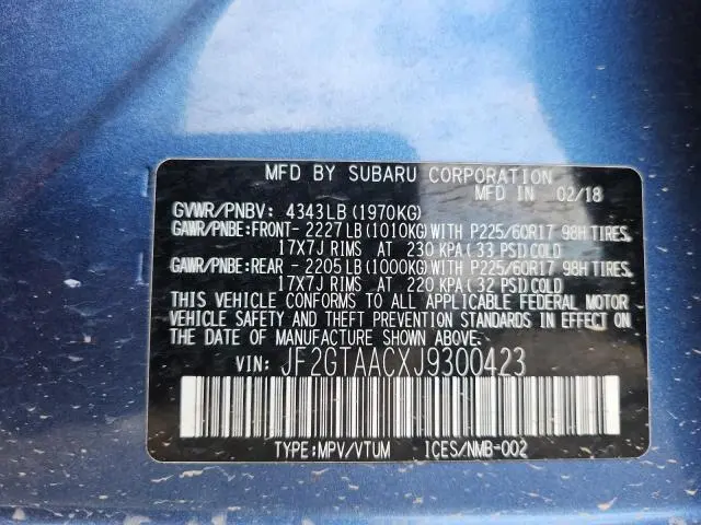 2018 SUBARU CROSSTREK   