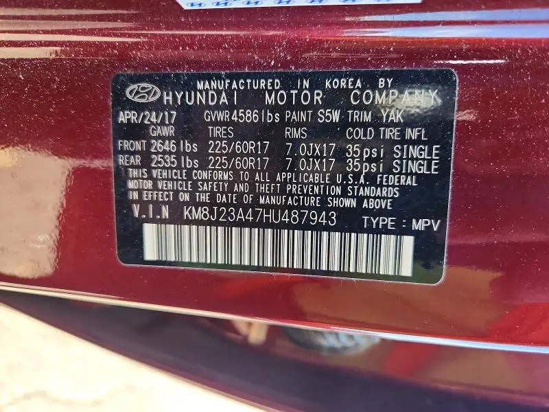 2017 HYUNDAI TUCSON SE  